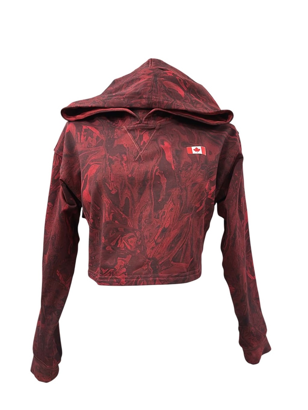 lululemon athletica Red Marble Cropped Hoodie with Flag Patch Size S